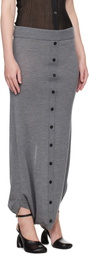 ALAINPAUL Gray Knit Fuseau Maxi Skirt