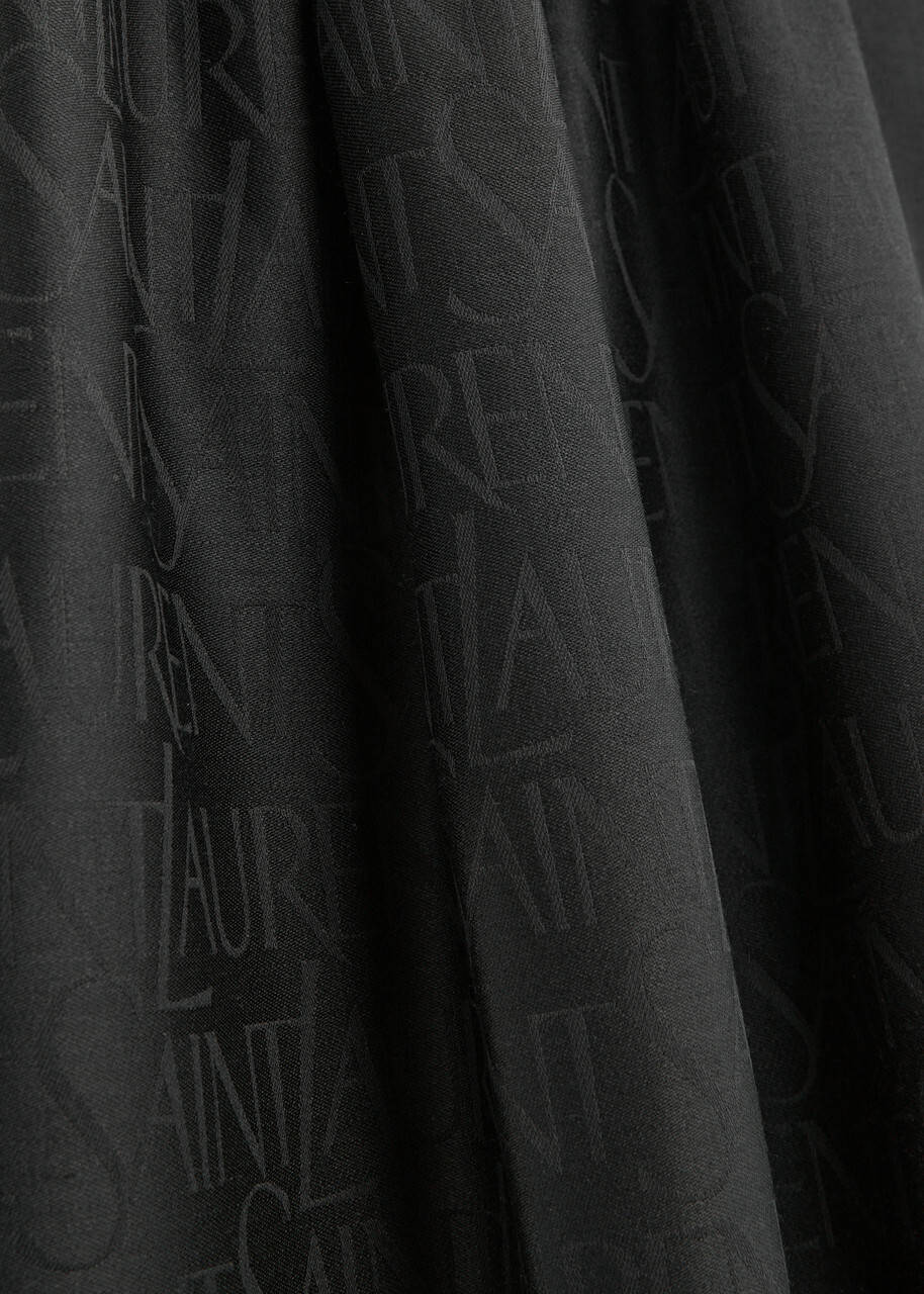 Saint Laurent Logo-jacquard Silk-blend Scarf - Black - One Size