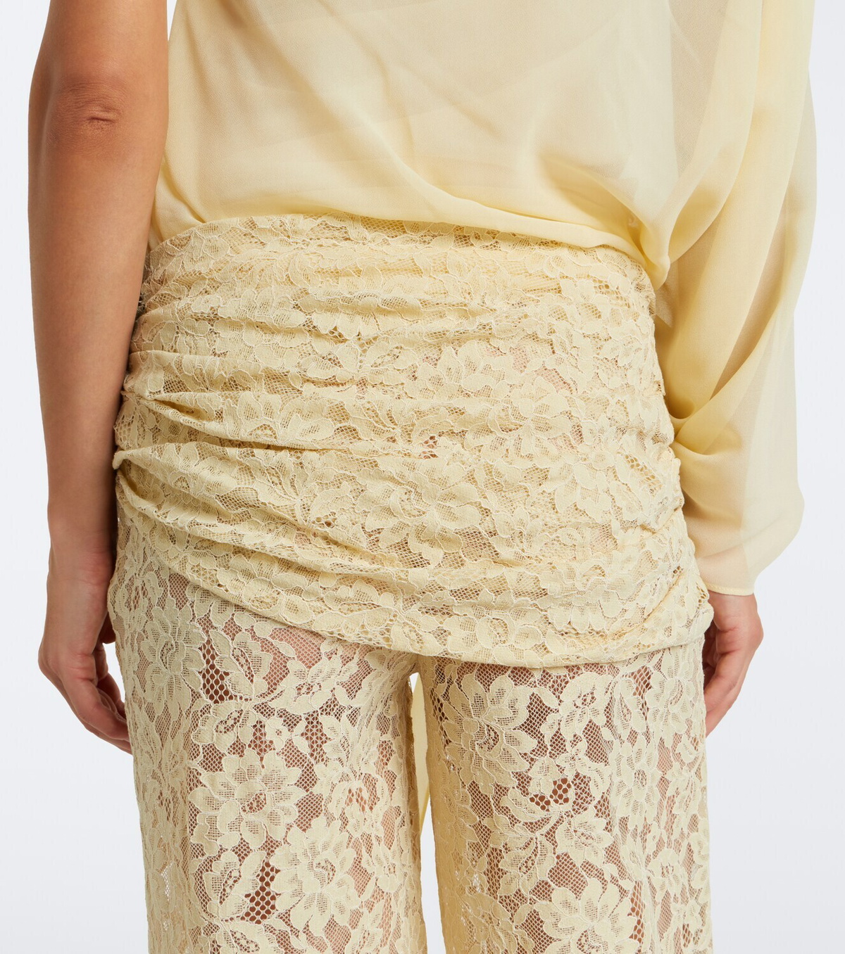 De La Vali Rocio cotton-blend lace wide-leg pants