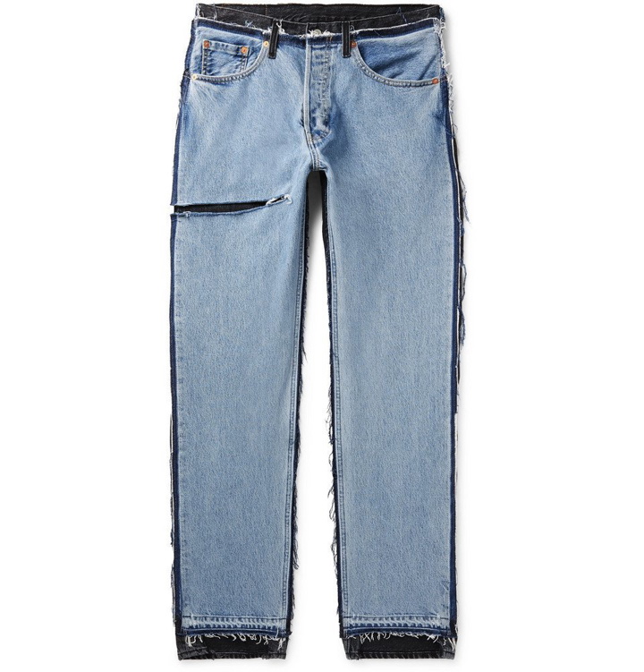 Photo: Vetements - Levi's Distressed Panelled Denim Jeans - Light blue