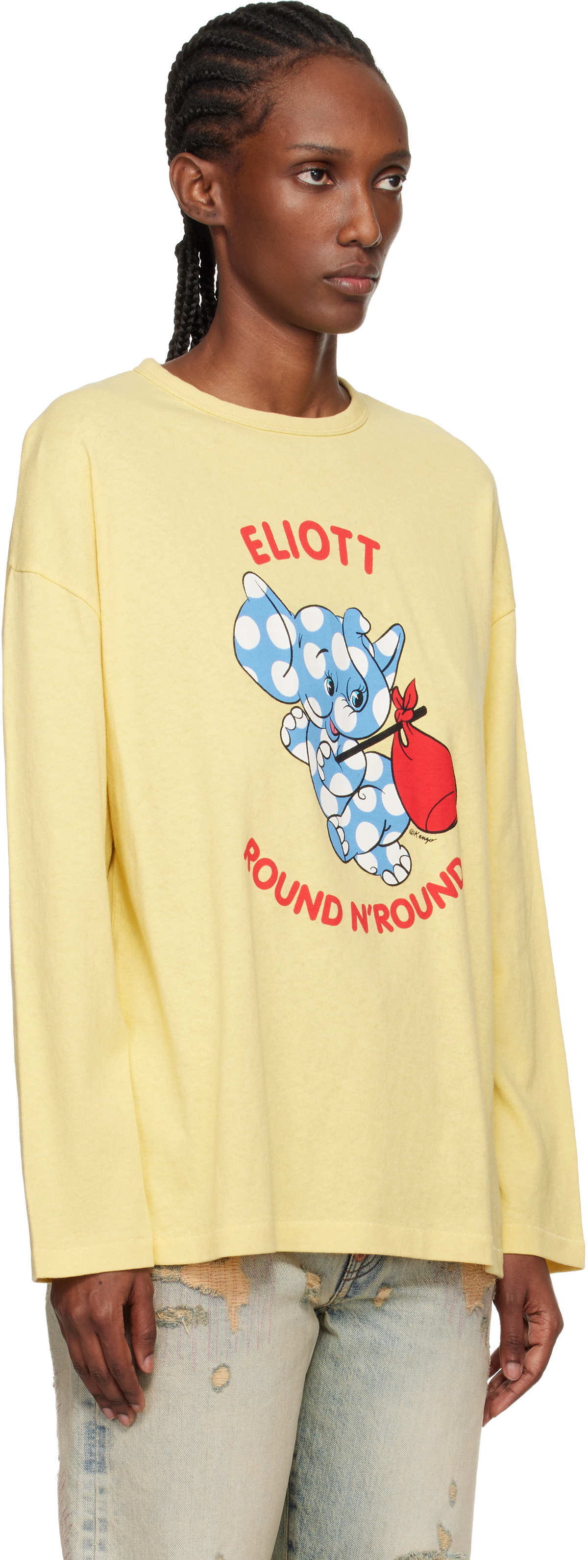 Kenzo Yellow Kenzo Paris 'KENZO Cartoon' Long Sleeve T-shirt