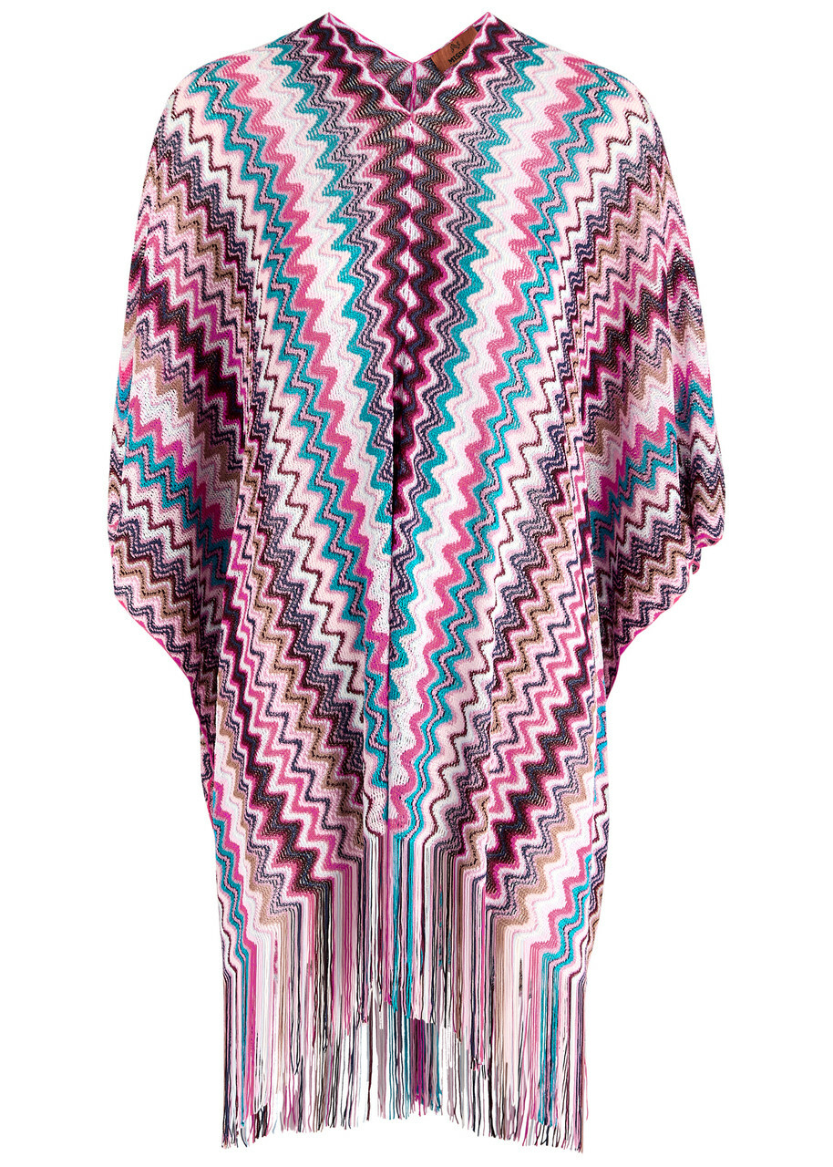 Missoni Zigzag-intarsia Fine-knit Poncho - Pink - One Size Missoni