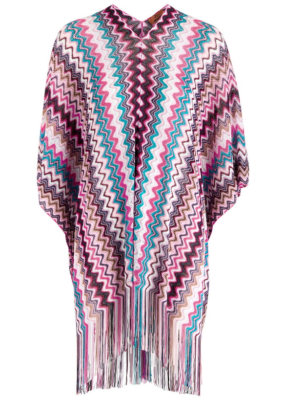 Photo: Missoni Zigzag-intarsia Fine-knit Poncho - Pink - One Size