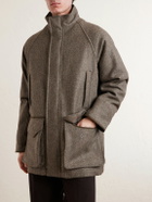 Purdey - Leather-Trimmed Wool Tweed Field Jacket - Gray