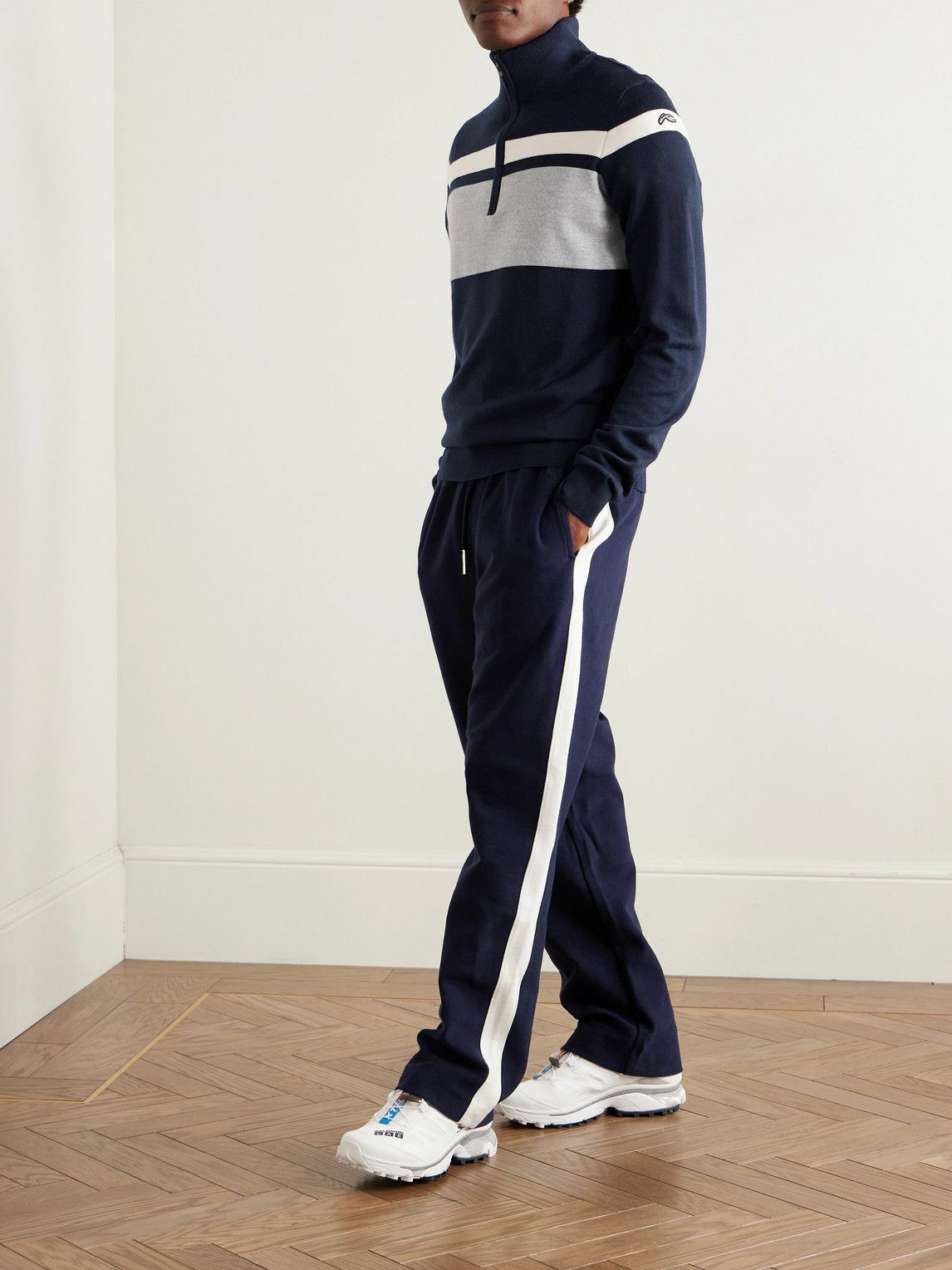 Kjus - Striped Merino Wool Half-Zip Sweater - Blue