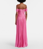 Costarellos Cutout Lurex georgette gown