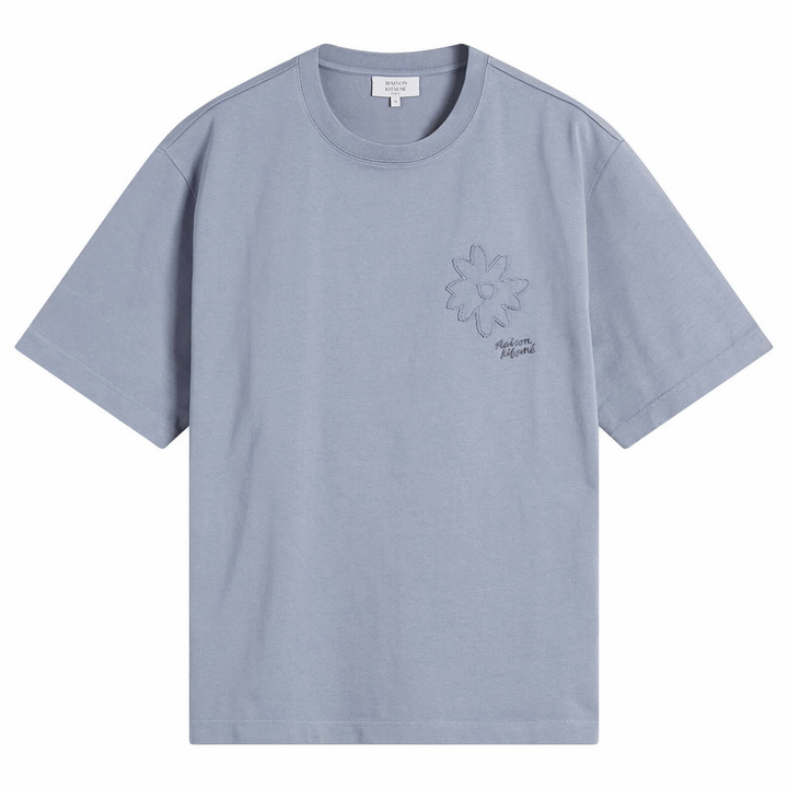 Photo: Maison Kitsuné Men's Crafted Daisy Oversize T-Shirt in Zinc Grey