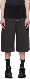 SPENCER BADU Black Dropped Denim Shorts
