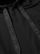 Moncler - Logo-Embroidered Grosgrain-Trimmed Cotton-Jersey Hoodie - Black