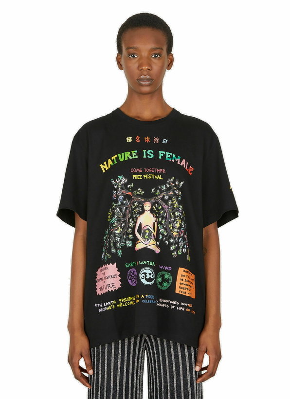 Photo: Nature Is Female Print T-Shirt in Black