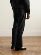 Needles - Straight-Leg Logo-Embroidered Crepe Drawstring Trousers - Black