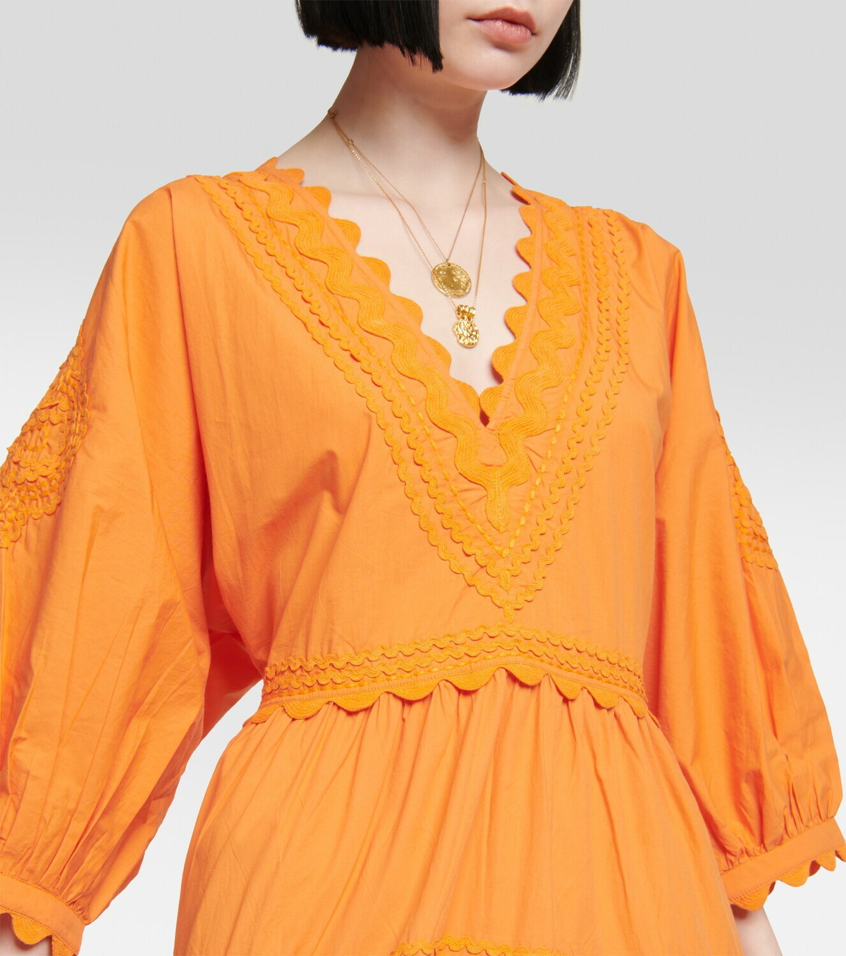 Juliet Dunn Embroidered cotton poplin maxi dress Juliet Dunn