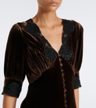 Rixo Simone lace-trimmed velvet midi dress