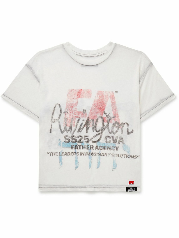 Photo: RRR123 - Leaders Logo-Print Stone-Washed Jersey T-Shirt - White