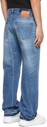 Alexander McQueen Blue Washed Reconstructed Denim Jeans