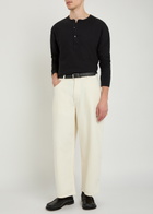 Studio Nicholson Round-neck Cotton Henley T-shirt Black