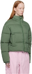 Girlfriend Collective Green Cropped Puffer Jacket