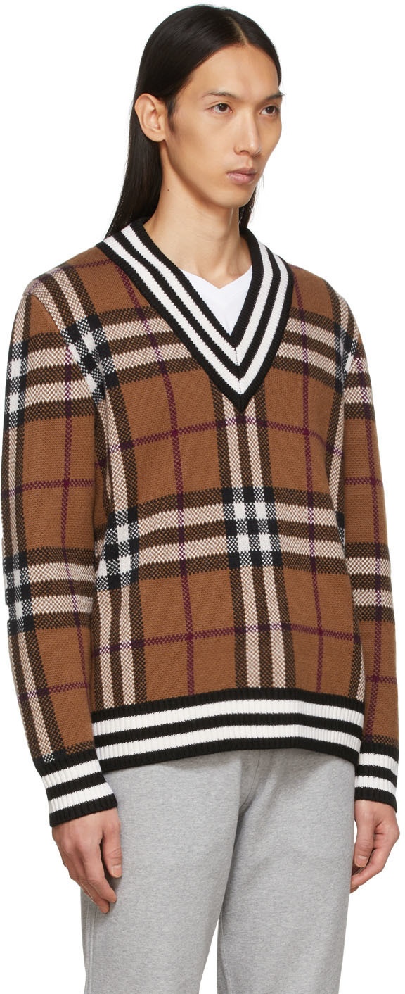 Burberry Brown Check Cashmere Sweater Burberry