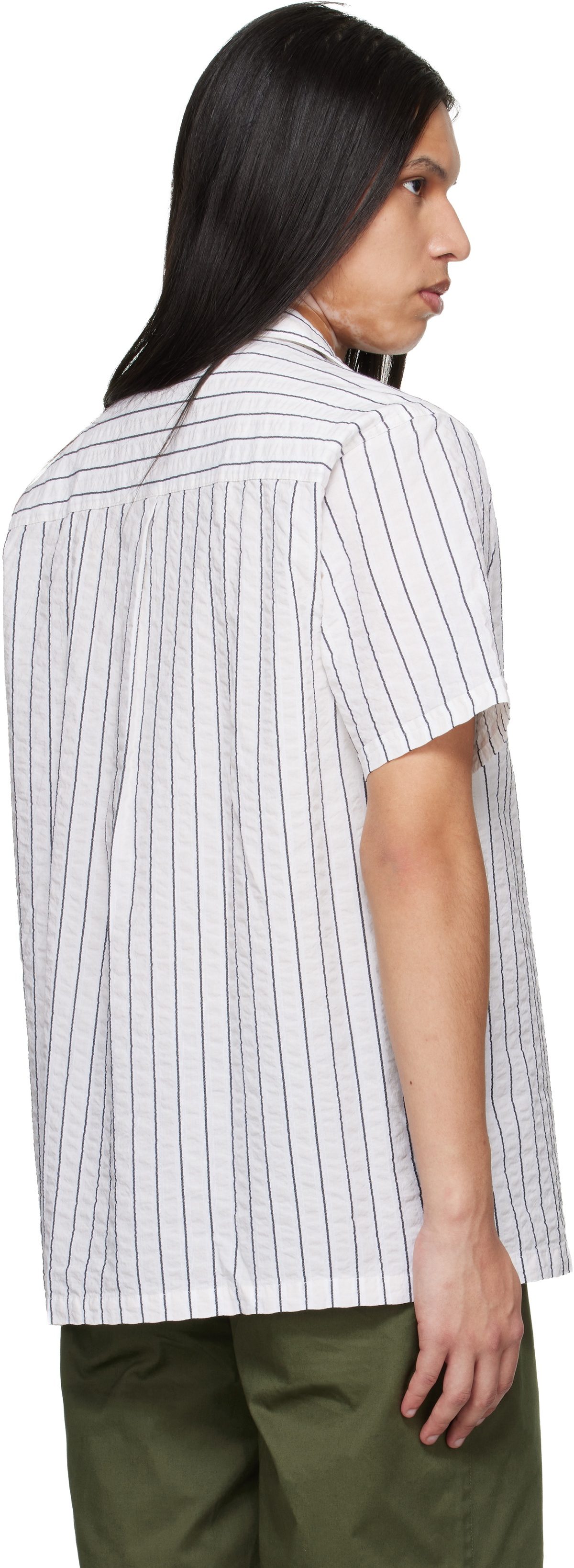 Barbour White Park Seersucker Striped Short-Sleeved Shirt