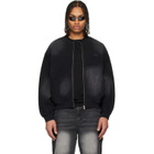 Dime Black Faded Fleece Bomber Jacket