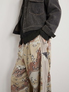 KAPITAL - Straight-Leg Pleated Printed Tech-Jersey Track Pants - Neutrals