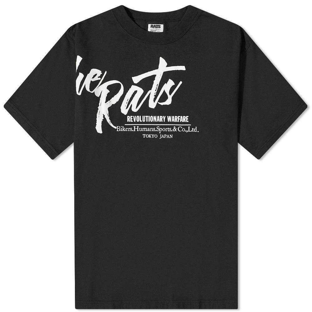 Photo: Rats Men's Script Big Logo T-Shirt in Black