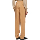 Lemaire Tan Silk Belted Pleat Trousers
