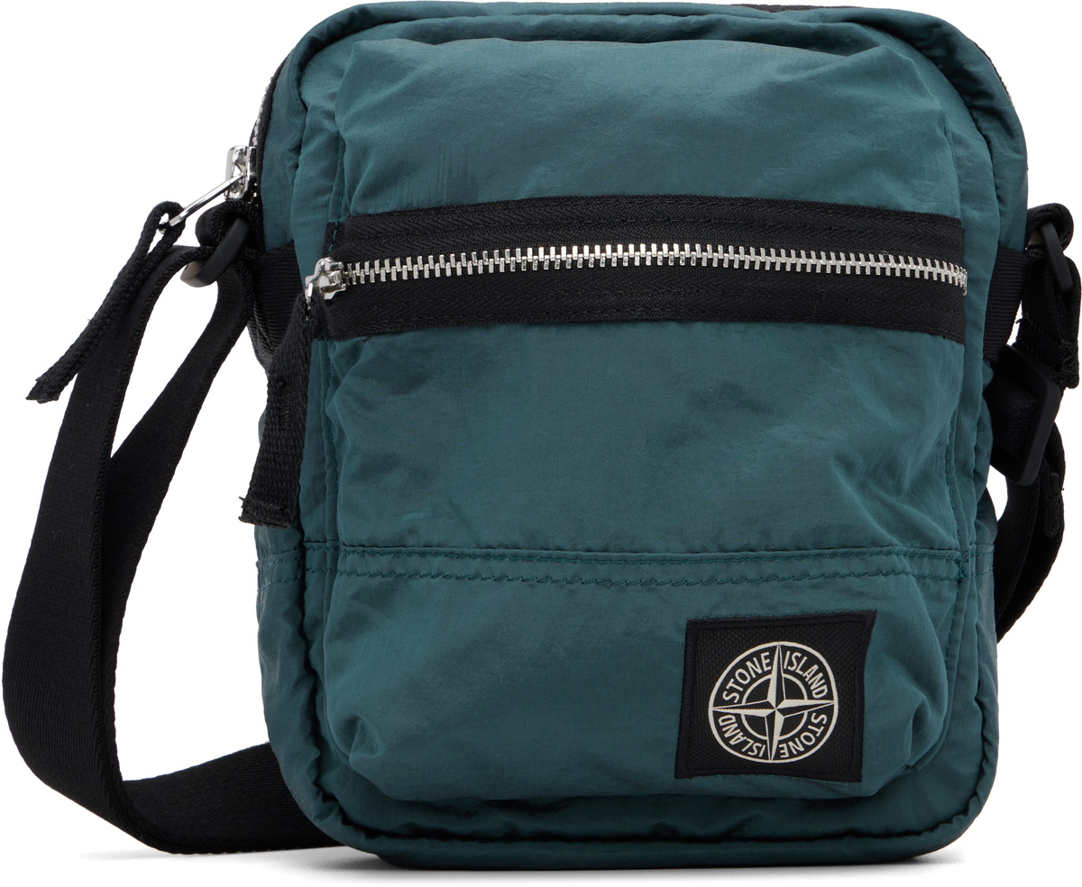 Stone Island Green 9200015 Coated Nylon Metal ECONYL Pouch Stone