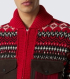 Junya Watanabe Suede-trimmed wool zip-up cardigan