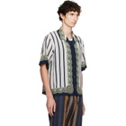 Versace Blue Printed Crêpe De Chine Silk Shirt