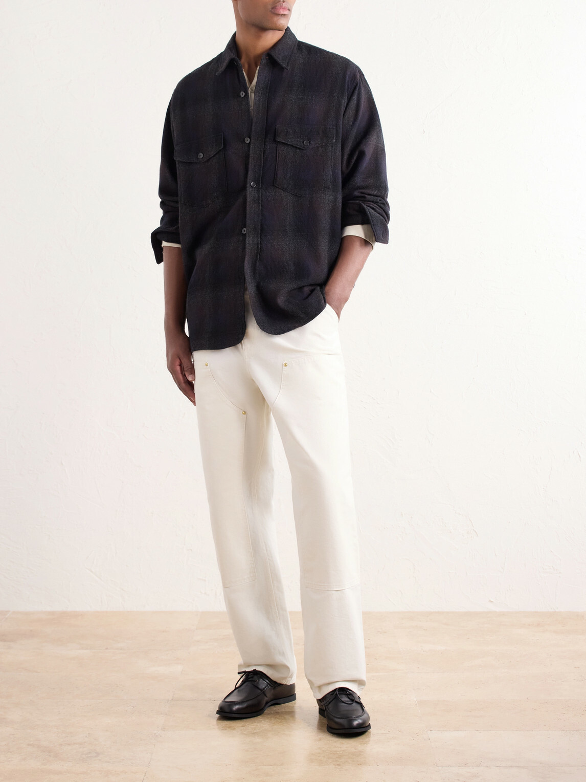 Kaptain Sunshine - Checked Wool and Alpaca-Blend Shirt - Blue