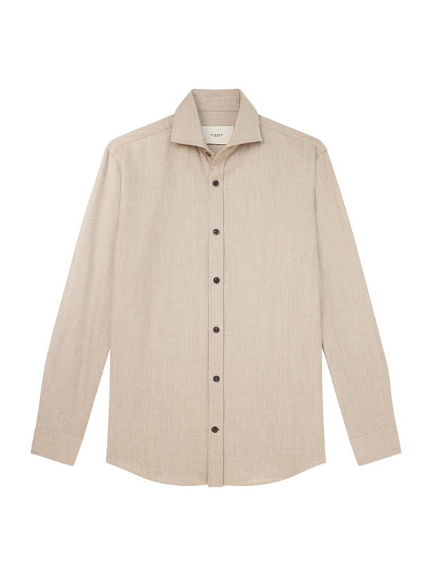 Photo: Purdey - Cutaway-Collar Wool and Cashmere-Blend Shirt - Neutrals