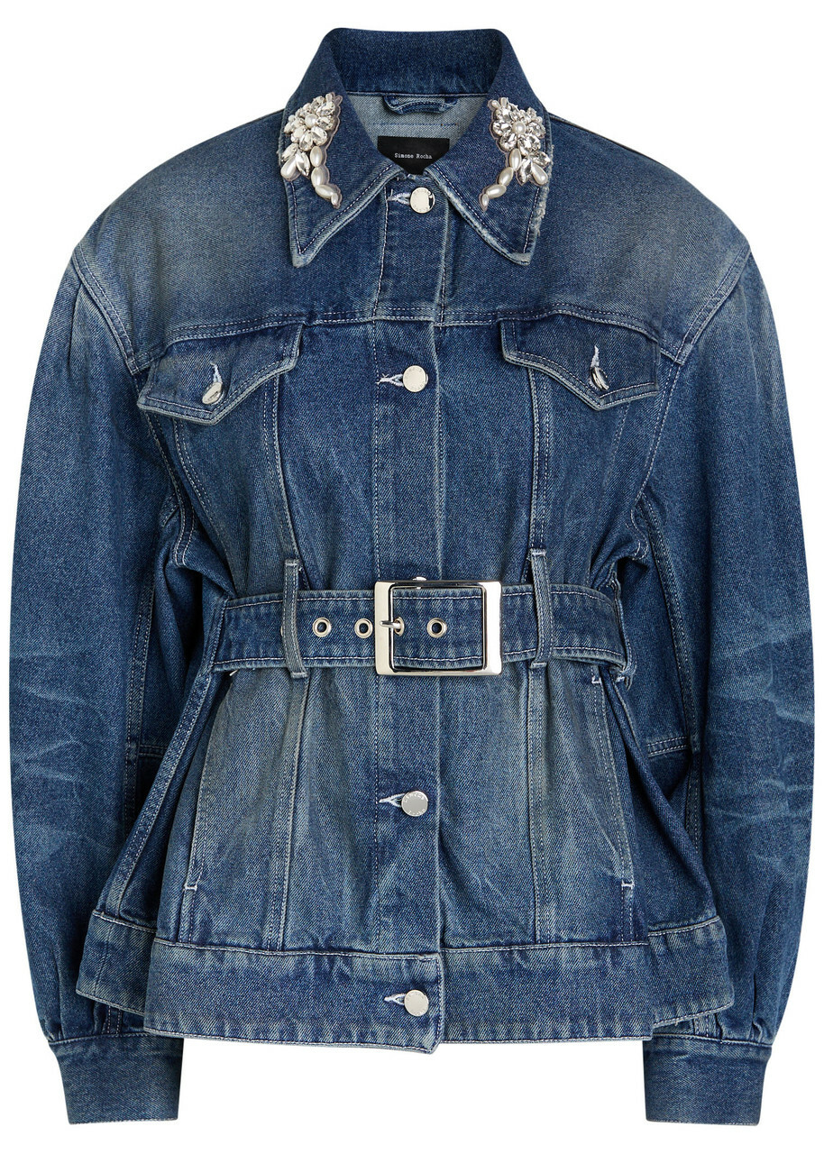 Simone Rocha Embellished Belted Denim Jacket
