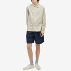 MHL by Margaret Howell Men's Overall Stripe Overshirt in Stone/Navy/Bark