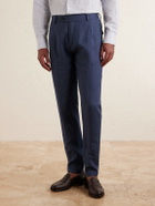 Eleventy - Flat Front Chino Linen Trousers - Blue