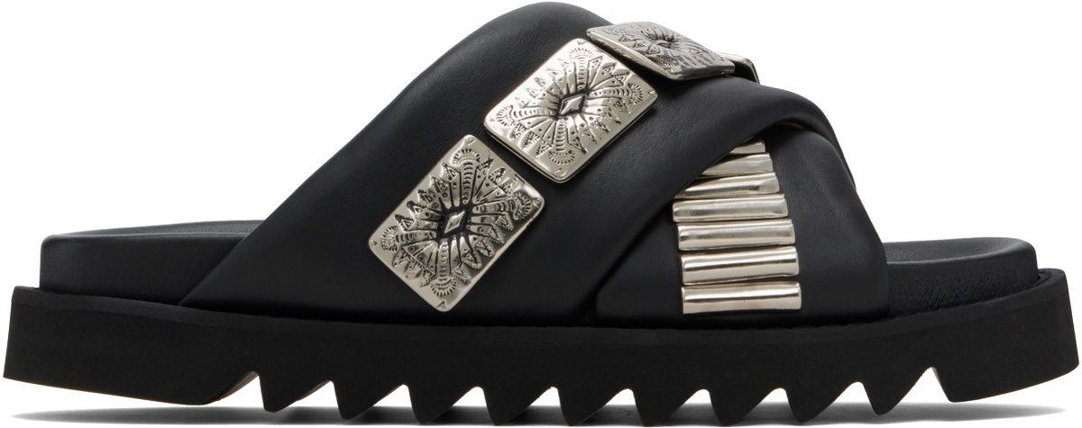 Toga Virilis SSENSE Exclusive Black Leather Sandals