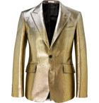 Alexander McQueen - Metallic Cotton-Blend Moire Blazer - Gold