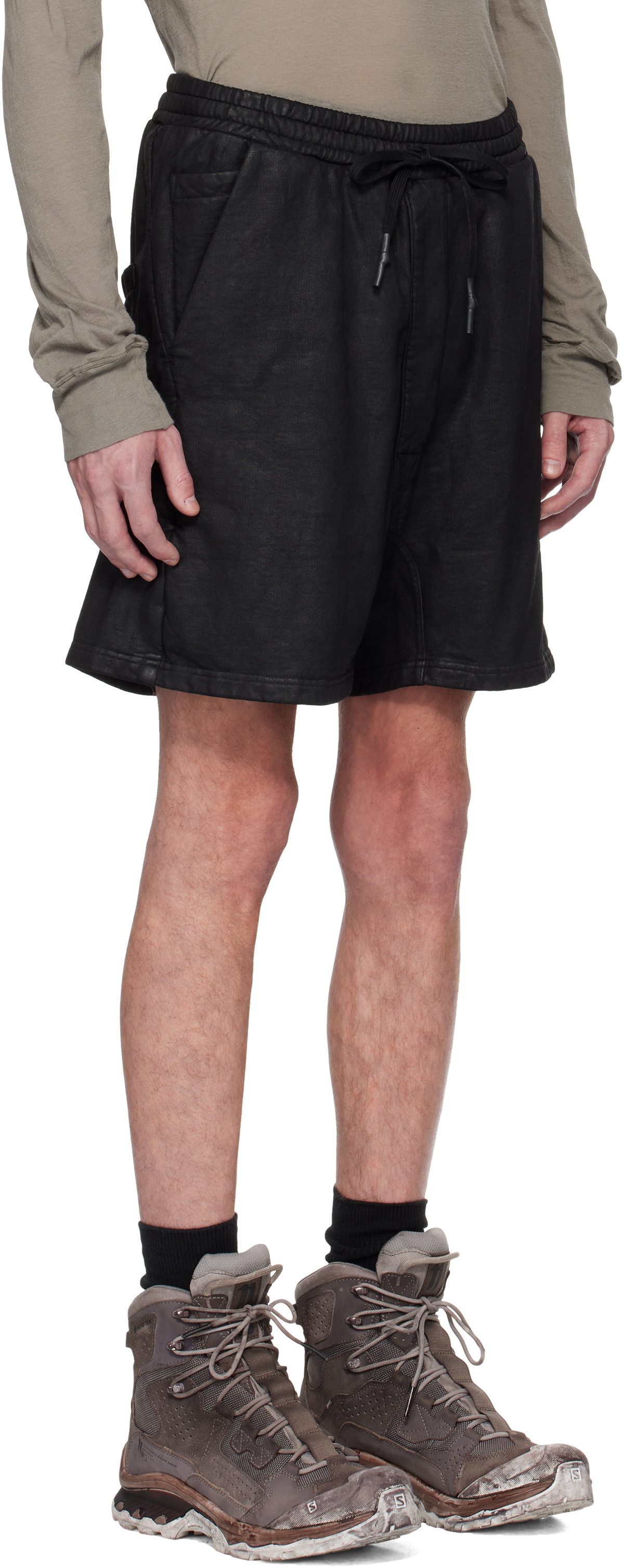 11 by Boris Bidjan Saberi Black Coated Object Shorts