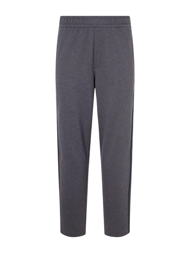 Photo: Moncler - Straight-Leg Striped Cotton Sweatpants - Gray