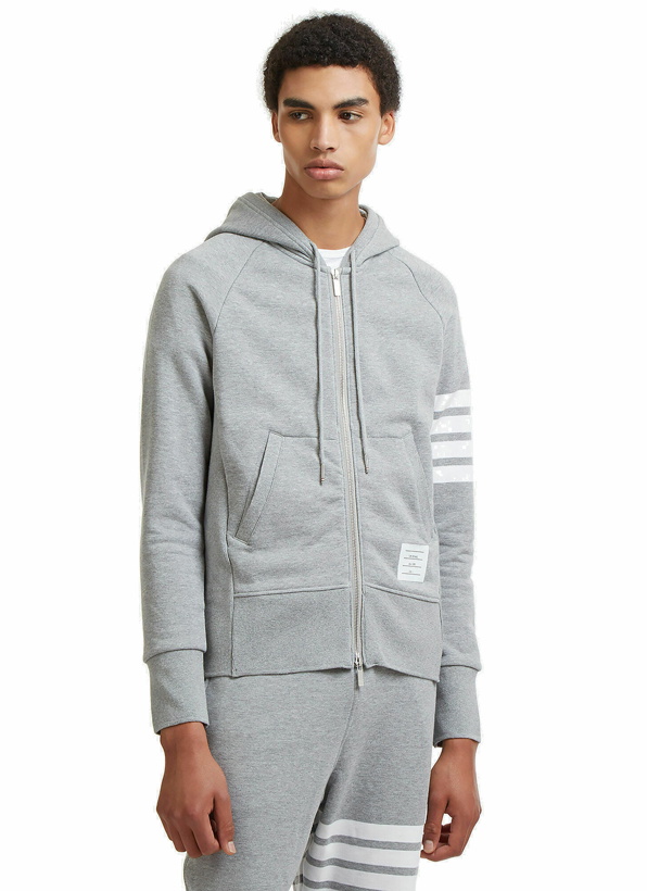 Photo: 4 Bar Hooded Sweater in Light Grey