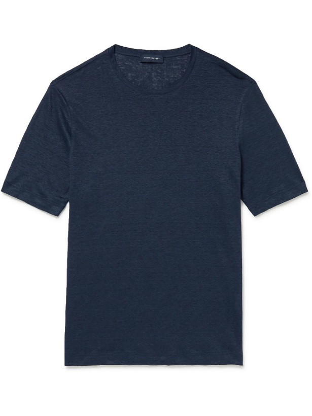 Photo: THOM SWEENEY - Knitted Linen T-Shirt - Blue