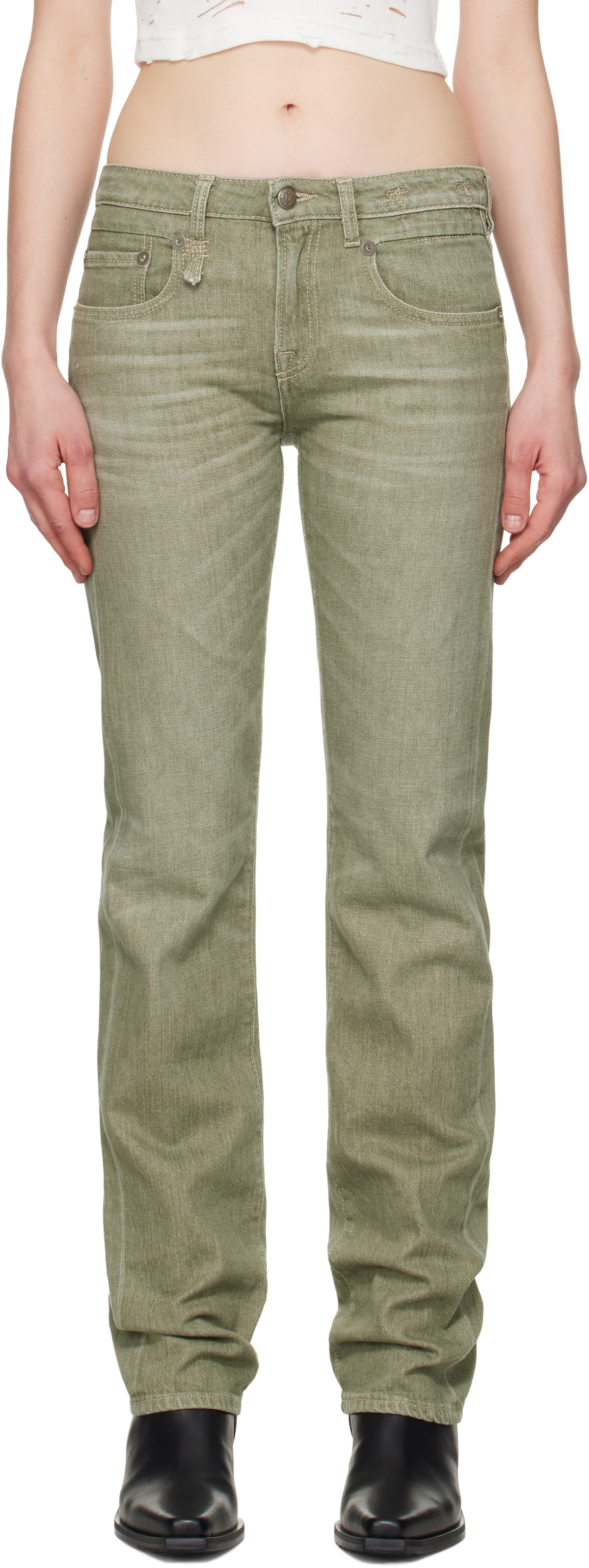 【関税込み】R13 グリーン Tobi Boy ジーンズ Green Tobi Boy Jeans by R13 on Sale