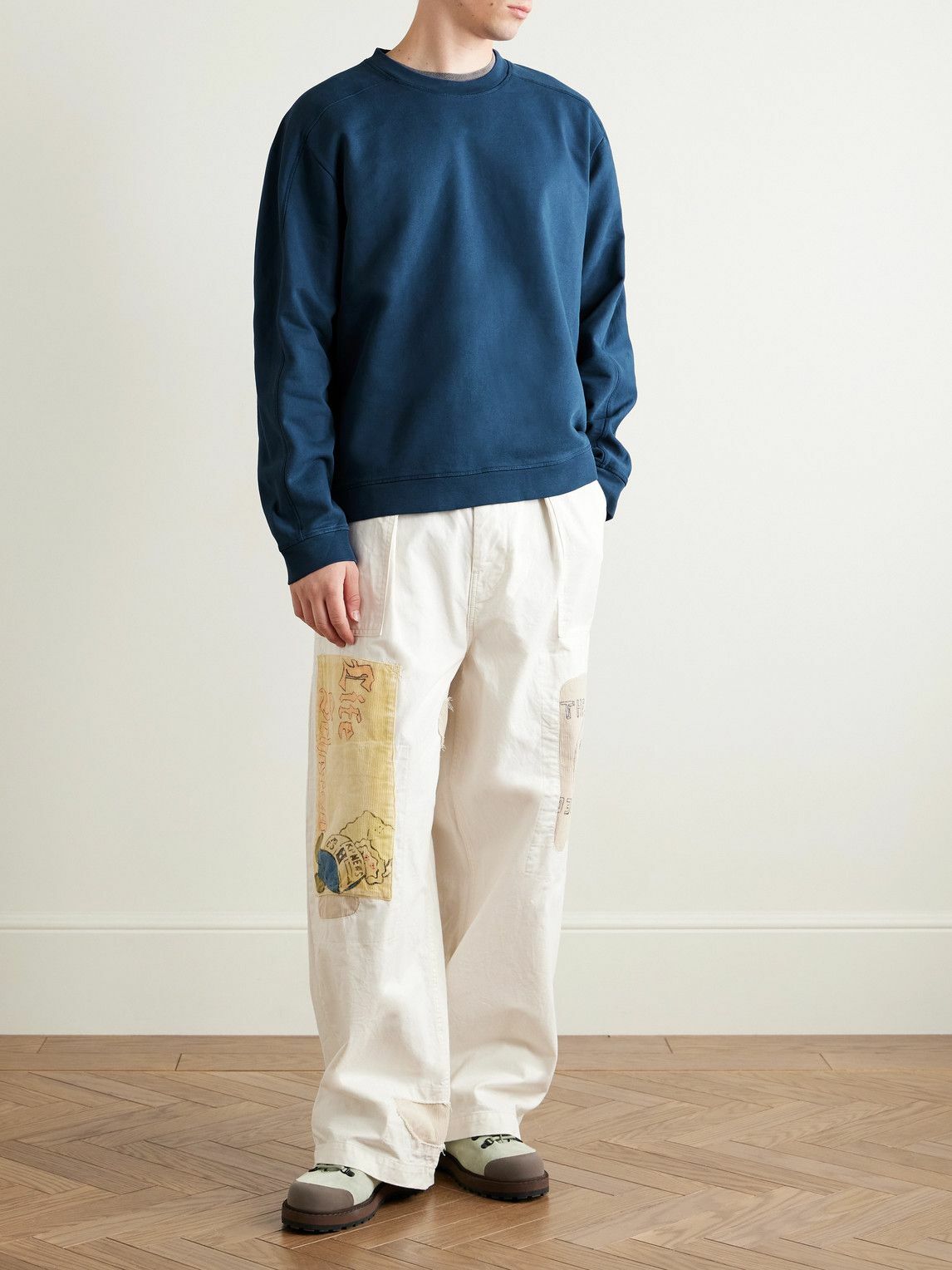 Folk - Prism Garment-Dyed Cotton-Jersey Sweatshirt - Blue