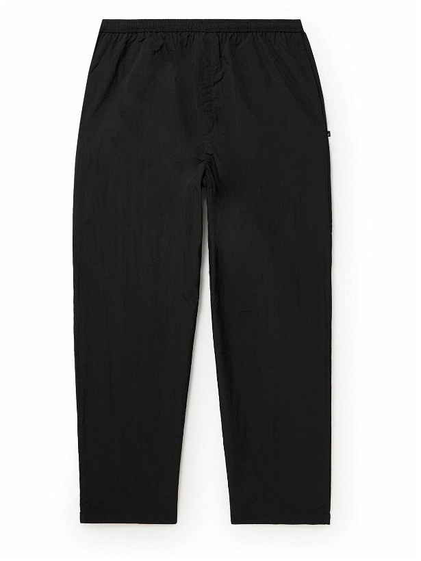 Photo: Acne Studios - Wide-Leg Logo-Appliquéd Crinkled-Shell Trousers - Black