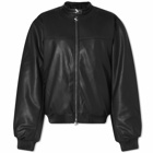 3.Paradis Women's Vegan Leather Bomber Jacket in Black