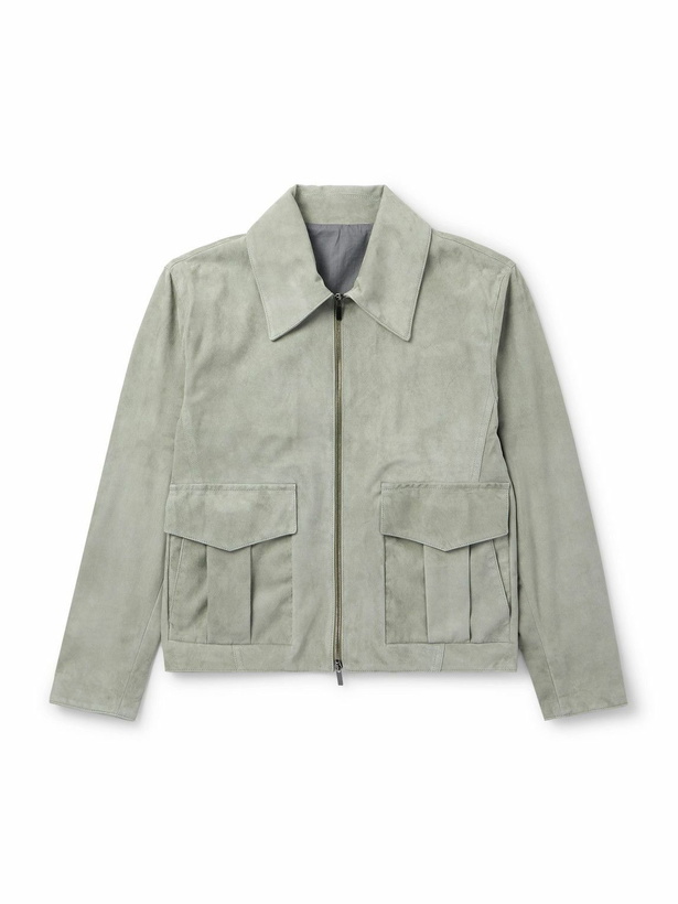 Photo: Stòffa - Suede Bomber Jacket - Green