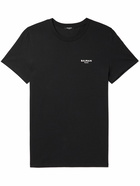 Balmain - Logo-Flocked Cotton-Jersey T-Shirt - Black