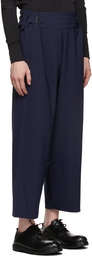 132 5. ISSEY MIYAKE Navy Flat Bottoms Trousers