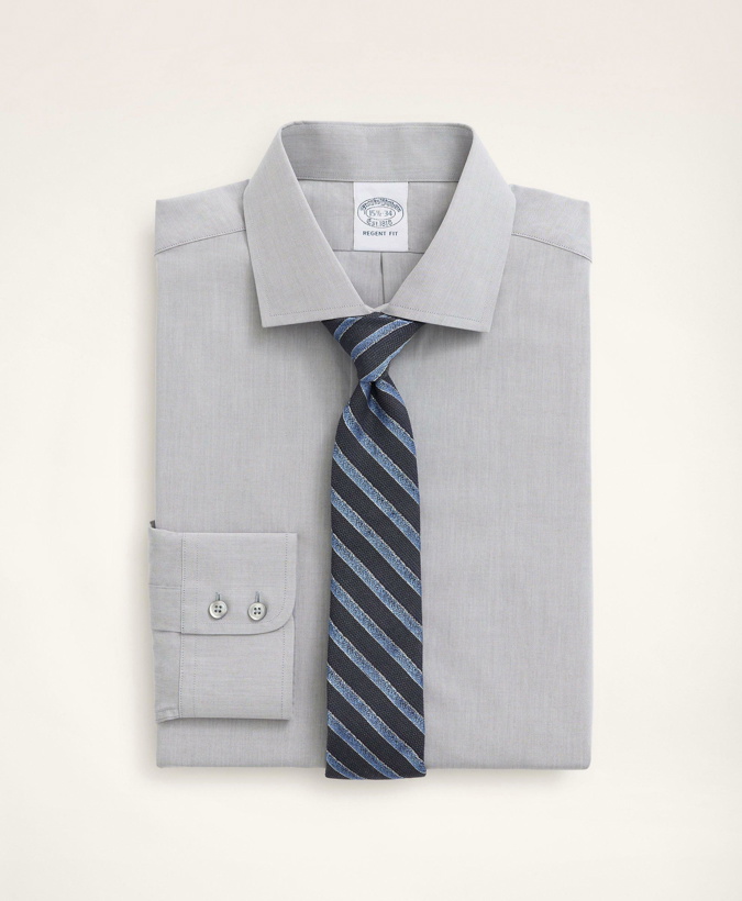 Photo: Brooks Brothers Men's Regent Regular-Fit Dress Shirt, Poplin English Collar End-On-End | Grey