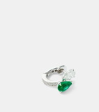 Repossi Serti Sur Vide 18kt white gold single earring with diamonds and emerald